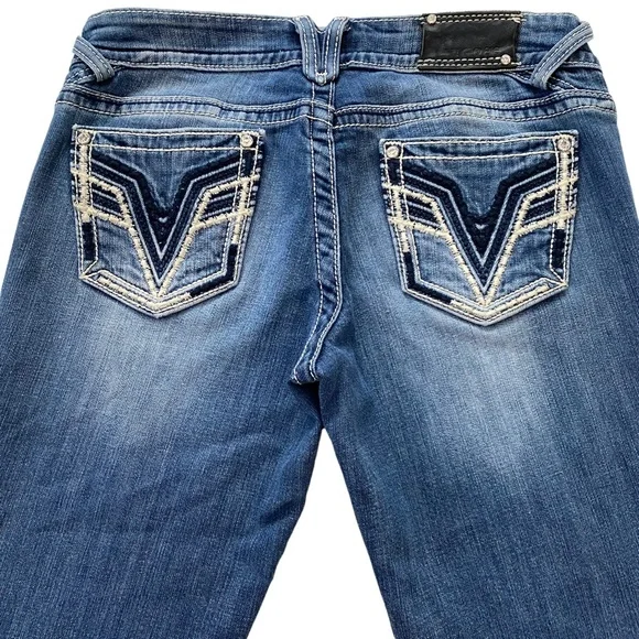 VIGOSS The Chelsea Capri Embroidered Faded Whiskered Stretch Jeans Size 7/8 - Picture 15 of 16